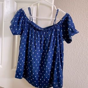 Off the shoulder navy blue blouse